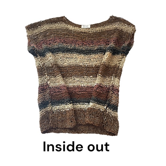 Hand Crafted Leather Tied Top Striped Art To Wear Boho (FLAWS & Approx Size‎ M) - Picture 7 of 8